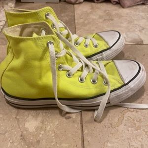 Neon Yellow High Top Converse